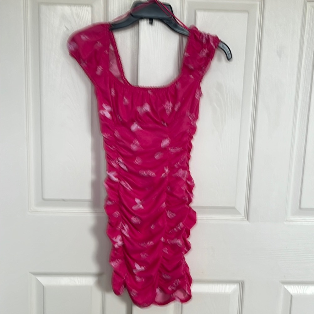 Urban Outfitters Pink Ruched Mini Dress